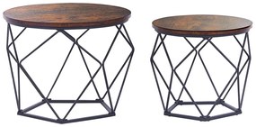 Set di 2 tavolini legno scuro/nero BRUNI Beliani