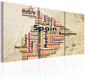 Quadro Spagna mappa dai colori della bandiera nazionale
