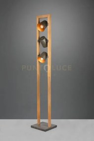 Bell piantana legno naturale 3 spots orientabili diffusori metallo ...
