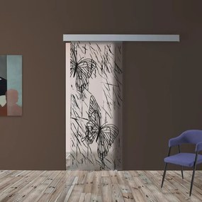 Anta per porta scorrevole esterno muro Butterfly in vetro nero, L 96 x H 215 cm spessore 8 mm, apertura destra