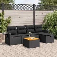 Set Divano da Giardino 6 pz con Cuscini Nero in Polyrattan 3325807