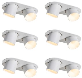 Set di 6 faretti da incasso bianchi a 2 luci GU10 50mm - Installa
