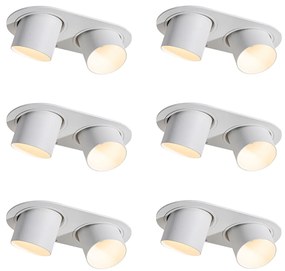 Set di 6 faretti da incasso bianchi GU10 50mm 2-Luci - Installa