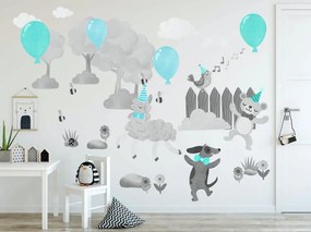 Incredibile adesivo da parete per bambini con animali felici 100 x 200 cm