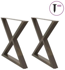 Gambe Per Tavolo Da Pranzo 2 Pz Naturale 90x(72-73,3)cm Acciaio /
