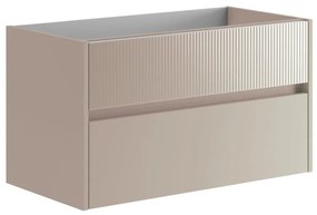Mobile da bagno sotto lavabo Niwa beige laccato opaco L 89.5 x H 50 x P 45.5 cm 2 cassetti, lavabo non incluso