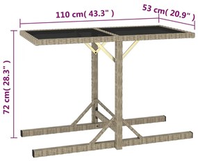 Tavolo da Giardino Beige 110x53x72 cm in Vetro e Polyrattan