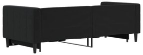 Divano letto con letto estraibile nero 80x200 cm in velluto