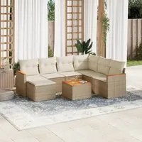 Set Divano da Giardino 8 pz con Cuscini Beige in Polyrattan 3226212