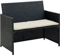 Divano da Giardino a 2 Posti con Cuscini in Polyrattan Nero cod mxl 67781