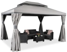 Padiglione con zanzariera e tende Valencia 3x4 m grigio Garden Point