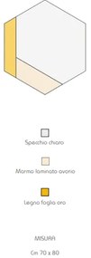 Specchio 70x80 cm decori foglia oro e marmo laminato avorio - CHARLIE