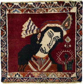 Shiraz Tappeto 50 x 50 Rosso (Iran) Annodato A Mano