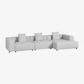 Divano Componibile Chaise Longue Destra 3 Pezzi (↔︎375 Cm) Bruna Tessuto Grigio Ghiaccio - Sklum