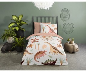 Set copripiumino e federa da bambini marrone/beige in cotone per culla 100x135 cm Dino – Good Morning