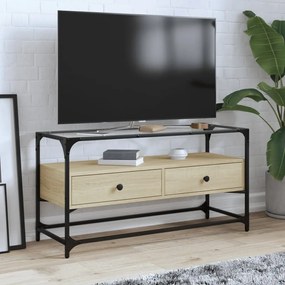 Mobile Tv Piano Vetro Rovere Sonoma 98x35x51 Legno Multistrato /
