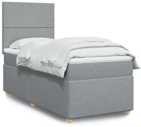 Giroletto A Molle Con Materasso Grigio Chiaro 90x190 Cm Tessuto /