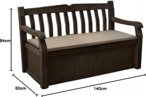 Panchina Contenitore da Giardino 140x60x84 cm in Resina Keter Eden Bench Marrone...