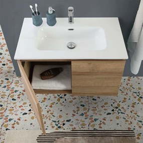 Mobile bagno sospeso 80 cm rovere africa con 2 ante soft-close Kleo