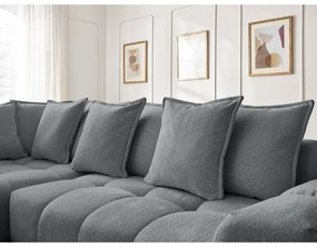 Divano angolare grigio scuro allungabile e con contenitore (penisola a sinistra/a L) con rivestimento in ciniglia Everest – Bobochic Paris