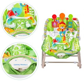 Sedia a dondolo per bambini ECOTOYS in verde 3in1