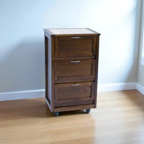 Carrello mobiletto con ante in legno a ribalta Noce LANDHELL