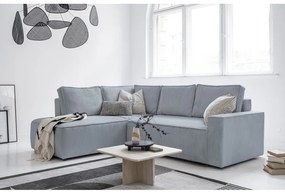 Divano letto angolare in velluto a coste grigio chiaro Brave Dave - Miuform