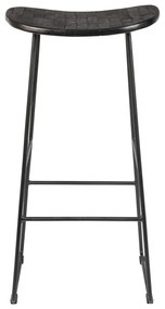 Sedia da bar nera in teak massiccio (altezza della seduta 76 cm) Tangle – White Label