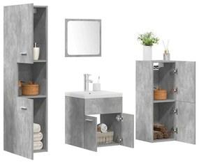 Set Mobili Da Bagno 5 Pz Grigio Cemento İn Legno Multistrato /