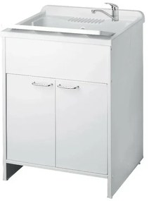 Mobile lavatoio 60x50 cm vasca in resina con asse e kit di scarico