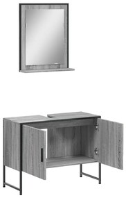 Set mobili da bagno 2 pz grigio sonoma in legno multistrato