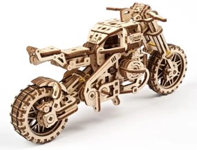 Ugears - 3D puzzle meccanico in legno Moto scrambler con carrello