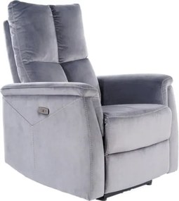 Poltrona reclinabile imbottita Neptun in velluto grigio - H96