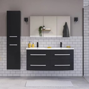 Mobile sottolavabo e lavabo Perla per doppia vasca nero opaco L 121 x H 53.7 x P 47.5 cm 4 cassetti