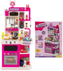 Costway Cucina per gioco di finzione con suoni e luci realistici e 54 accessori, Set cucina giocattolo per bambini 3+ anni 2 Colori