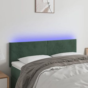 Testiera A Led Verde Scuro 144x5x78/88 Cm İn Velluto /