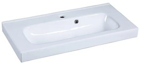 Lavabo integrale a incasso bacino al centro rettangolare Remix L 76 x H 14 x P 35 cm in ceramica bianco