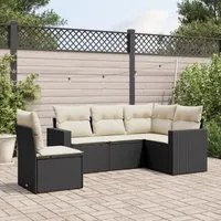 Set Divani da Giardino 5 pz con Cuscini in Polyrattan Nero 3218956