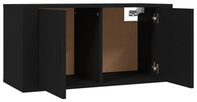 Set mobili porta tv 3 pz nero in legno multistrato