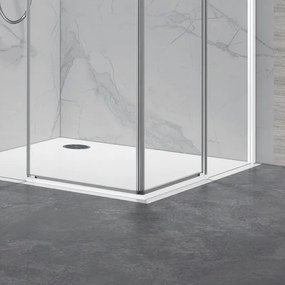 Kamalu - Box doccia 90x100cm angolare porte scorrevoli finitura bianca| KLA1000W