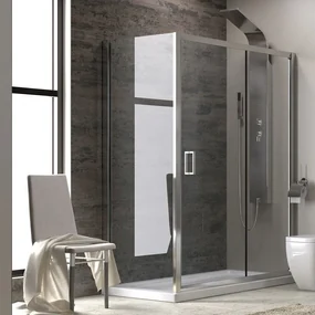 Kamalu - Box doccia 110x80 cm altezza 180cm cristallo trasparente K410NS