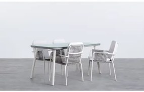 Set da Esterno di un Tavolo in Alluminio e 4 Sedie Drian Bianco - The Masie