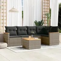 Set Divano da Giardino 6 pz con Cuscini Grigio in Polyrattan 3258357