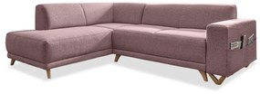 Divano angolare rosa allungabile e con contenitore (penisola a sinistra/a L) Classy Sophie – Miuform