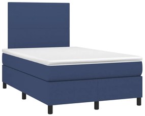 Letto a molle con materasso e led blu 120x190 cm in tessuto