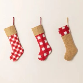 Set di 3 Calze natalizie Tinsel Bianco - Rosso - Sklum