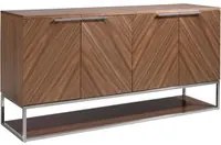 Credenza in legno noce e acciaio cromato