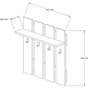 Appendiabiti MITA 70x70 cm antracite/marrone