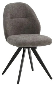 Set di sedie girevoli ZENNENDAL in tessuto grigio e gambe in metallo nero