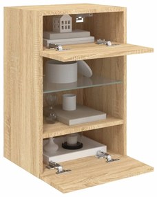 Mobili tv a parete con luci led 2pz rovere sonoma 40x30x60,5 cm